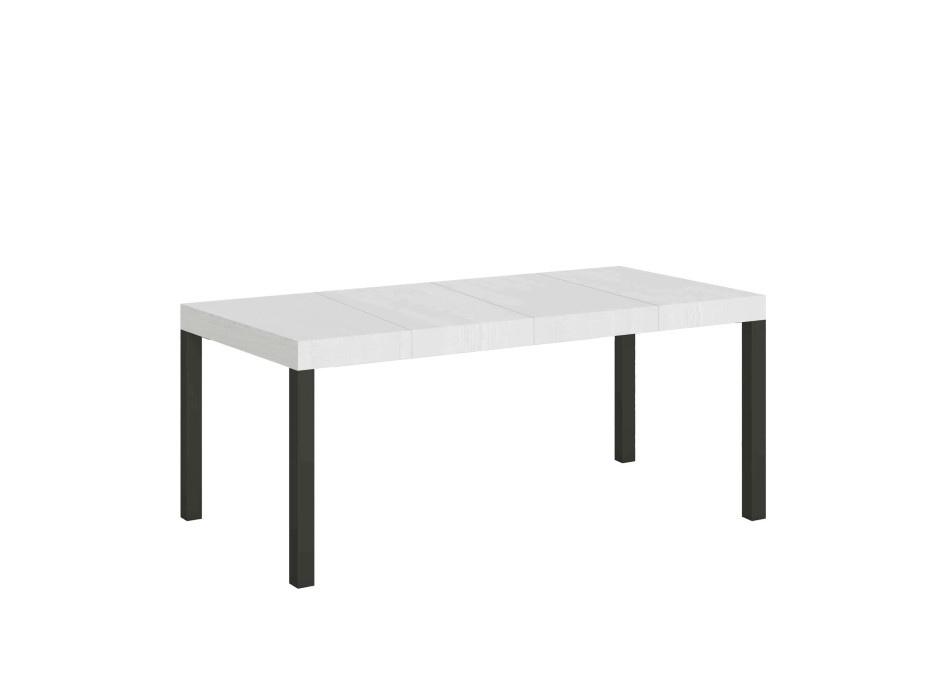 Table Everyday Premium - Table extensible 90x90/246 cm Everyday Premium Frêne Blanc Structure Anthracite