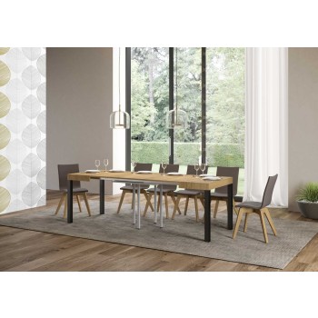 Everyday Table - Table extensible 90x90/246 cm Everyday Frêne Blanc Structure Anthracite