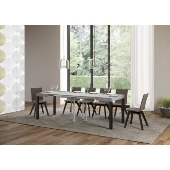 Everyday Table - Table extensible 90x90/246 cm Everyday Frêne Blanc Structure Anthracite