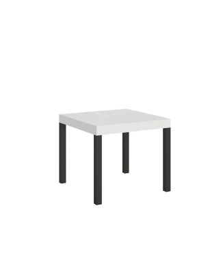 Everyday Table - Table extensible 90x90/246 cm Everyday Frêne Blanc Structure Anthracite