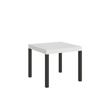 Everyday Table - Table extensible 90x90/246 cm Everyday Frêne Blanc Structure Anthracite