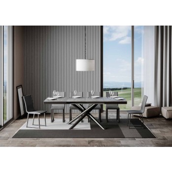 Table Famas Evolution - Table extensible 90x120/224 cm Famas Evolution Frêne Blanc Structure Anthracite