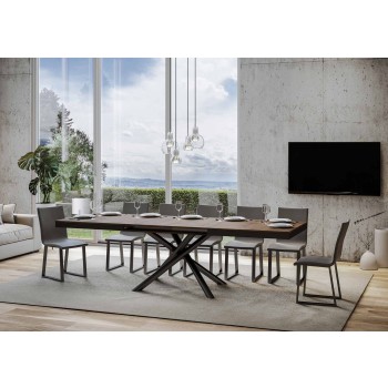 Table Famas Evolution - Table extensible 90x160/420 cm Famas Evolution Frêne Blanc structure Anthracite