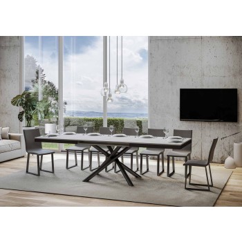 Table Famas Evolution - Table extensible 90x180/284 cm Famas Evolution Frêne Blanc Structure Anthracite