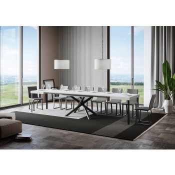 Famas Table - Table extensible 90x130/390 cm Famas Frêne Blanc structure Anthracite