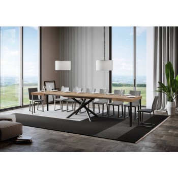 Famas Table - Table extensible 90x130/390 cm Famas Frêne Blanc structure Anthracite