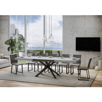 Famas Table - Table extensible 90x160/264 cm Famas Frêne Blanc structure Anthracite