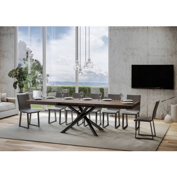 Famas Table - Table extensible 90x180/440 cm Famas Frêne Blanc structure Anthracite