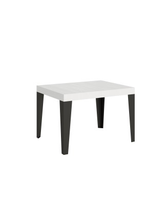 Table Flame Anthracite - Table extensible 70x110/194 cm Frêne Blanc Flamme Structure Anthracite