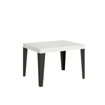 Table Flame Anthracite - Table extensible 70x110/194 cm Frêne Blanc Flamme Structure Anthracite