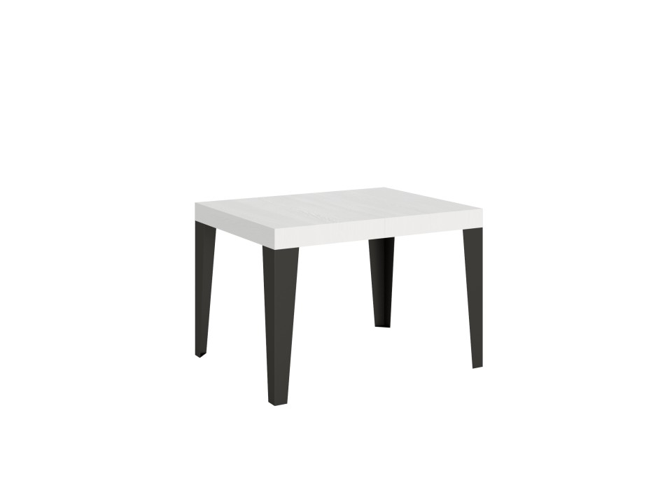 Table Flame Anthracite - Table extensible 70x110/194 cm Frêne Blanc Flamme Structure Anthracite