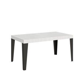 Table Flame Anthracite - Table extensible 90x160/264 cm Frêne Blanc Flamme Structure Anthracite