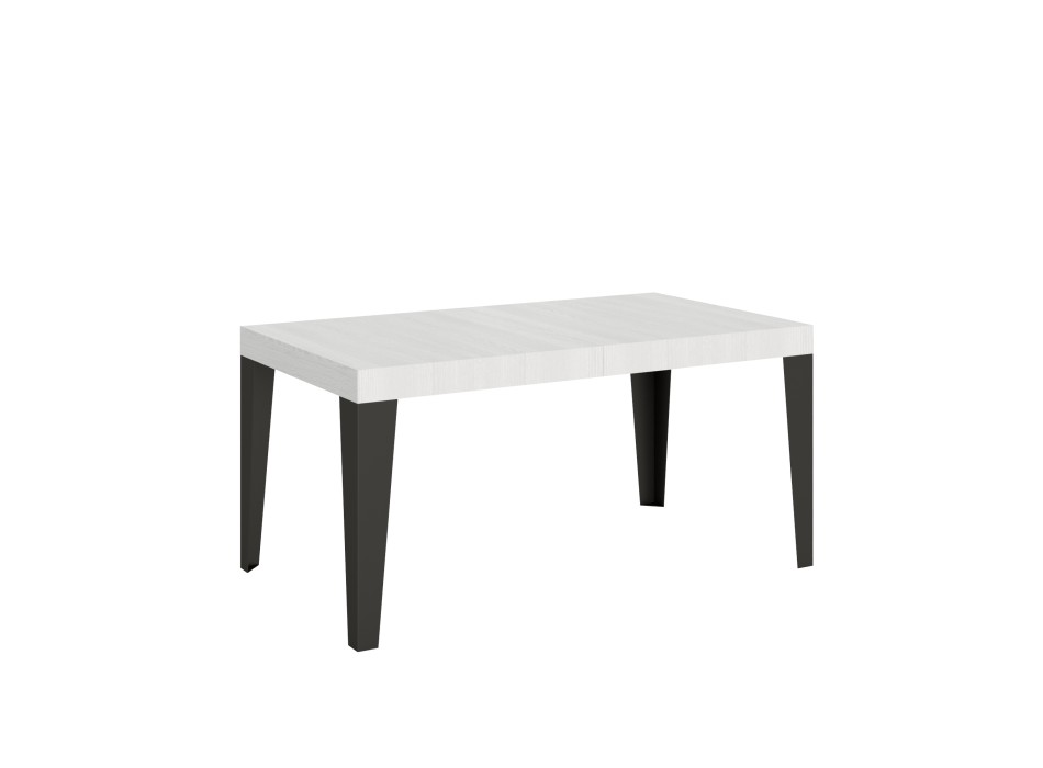 Table Flame Anthracite - Table extensible 90x160/264 cm Frêne Blanc Flamme Structure Anthracite