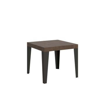 Table Flame Anthracite - Table extensible 90x90/246 cm Frêne Blanc Flamme Structure Anthracite