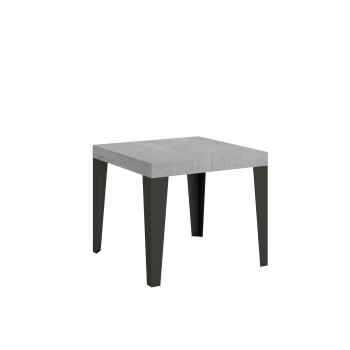 Table Flame Anthracite - Table extensible 90x90/246 cm Frêne Blanc Flamme Structure Anthracite