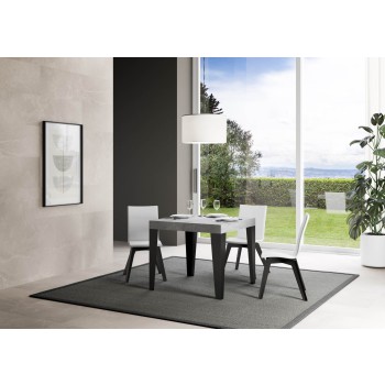 Table Flame Anthracite - Table extensible 90x90/246 cm Frêne Blanc Flamme Structure Anthracite