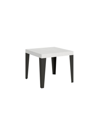 Table Flame Anthracite - Table extensible 90x90/246 cm Frêne Blanc Flamme Structure Anthracite