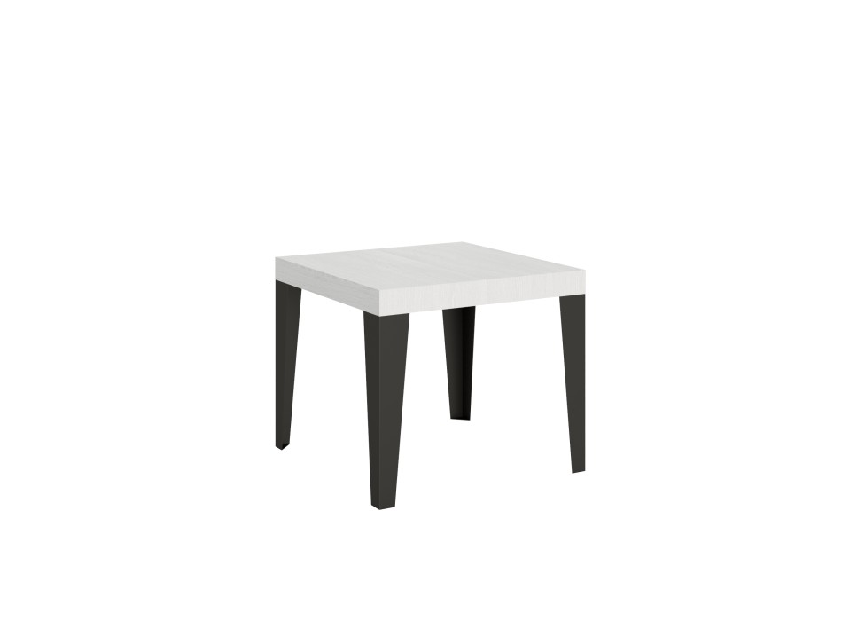 Table Flame Anthracite - Table extensible 90x90/246 cm Frêne Blanc Flamme Structure Anthracite