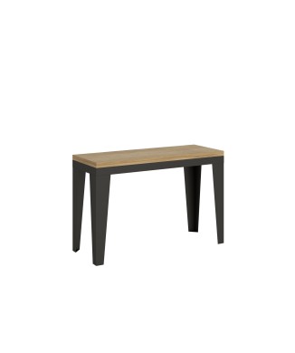 Table Double Flame - Table ouvrante 120/200x45/90 cm Flame Double Chêne Nature Structure Anthracite