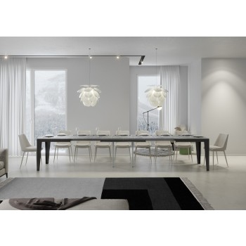 Table Flame Evolution Anthracite - Table extensible 90x120/380 cm Flame Evolution Frêne Blanc structure Anthracite