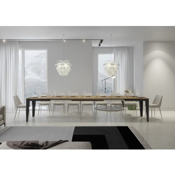 Table Flame Evolution Anthracite - Table extensible 90x120/380 cm Flame Evolution Frêne Blanc structure Anthracite