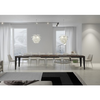 Table Flame Evolution Anthracite - Table extensible 90x160/420 cm Flame Evolution Frêne Blanc structure Anthracite