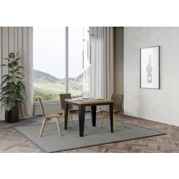 Table Flame Libra - Table ouvrante 90x90/180 cm Flame Libra Chêne Nature Structure Anthracite