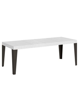 Table Flame Premium Anthracite - Table extensible 90x160/264 cm Flame Premium Frêne Blanc Structure Anthracite