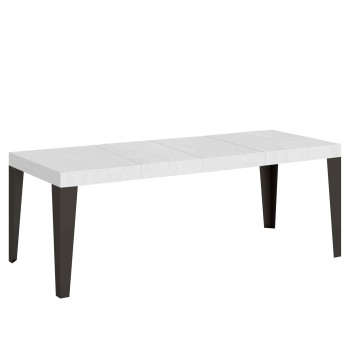 Table Flame Premium Anthracite - Table extensible 90x160/264 cm Flame Premium Frêne Blanc Structure Anthracite