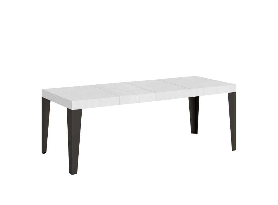 Table Flame Premium Anthracite - Table extensible 90x160/264 cm Flame Premium Frêne Blanc Structure Anthracite