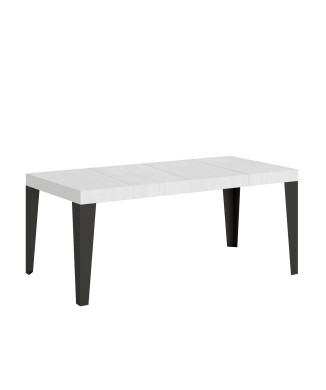 Table Flame Premium Anthracite - Table extensible 90x90/246 cm Flame Premium Frêne Blanc Structure Anthracite