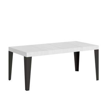 Table Flame Premium Anthracite - Table extensible 90x90/246 cm Flame Premium Frêne Blanc Structure Anthracite