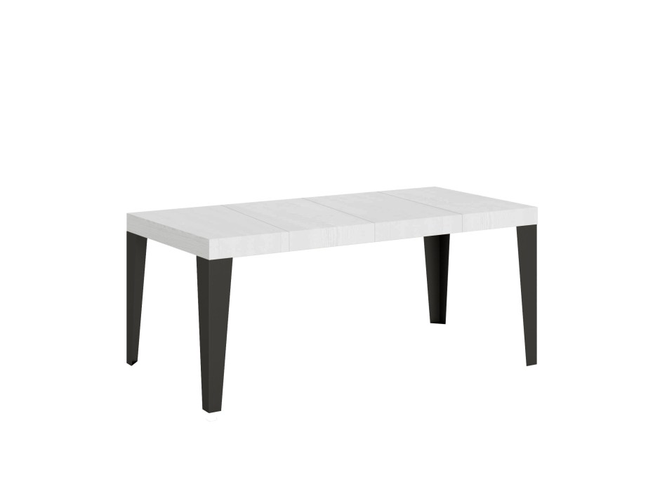 Table Flame Premium Anthracite - Table extensible 90x90/246 cm Flame Premium Frêne Blanc Structure Anthracite