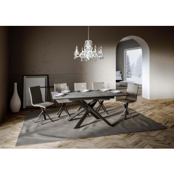 Table Ganty Chant Anthracite - Table extensible 90x120/180 cm Ganty Frêne Blanc - Chant Anthracite Structure Anthracite