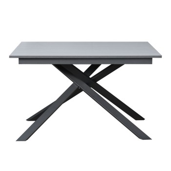 Table Ganty Chant Anthracite - Table extensible 90x120/180 cm Ganty Frêne Blanc - Chant Anthracite Structure Anthracite