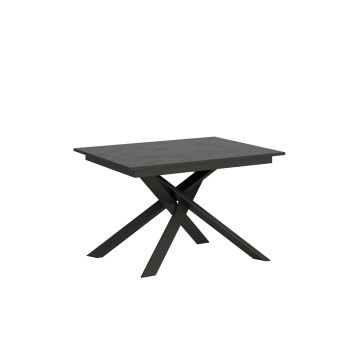 Table Ganty Chant Anthracite - Table extensible 90x120/180 cm Ganty Frêne Blanc - Chant Anthracite Structure Anthracite