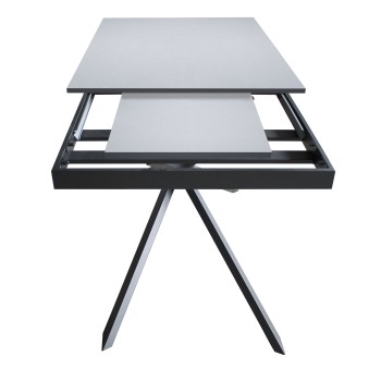 Table Ganty Chant Anthracite - Table extensible 90x120/180 cm Ganty Frêne Blanc - Chant Anthracite Structure Anthracite