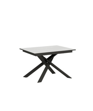 Table Ganty Chant Anthracite - Table extensible 90x120/180 cm Ganty Frêne Blanc - Chant Anthracite Structure Anthracite