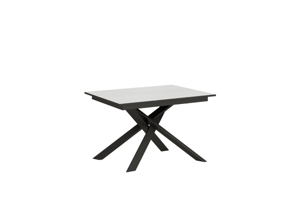 Table Ganty Chant Anthracite - Table extensible 90x120/180 cm Ganty Frêne Blanc - Chant Anthracite Structure Anthracite