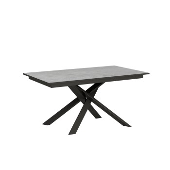 Table Ganty Chant Anthracite - Table extensible 90x160/220 cm Ganty Frêne Blanc - Chant Anthracite Structure Anthracite