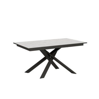 Table Ganty Chant Anthracite - Table extensible 90x160/220 cm Ganty Frêne Blanc - Chant Anthracite Structure Anthracite