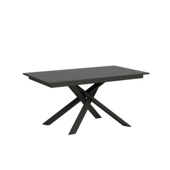 Table Ganty Chant Anthracite - Table extensible 90x160/220 cm Ganty Frêne Blanc - Chant Anthracite Structure Anthracite