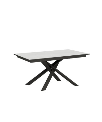 Table Ganty Chant Anthracite - Table extensible 90x160/220 cm Ganty Frêne Blanc - Chant Anthracite Structure Anthracite