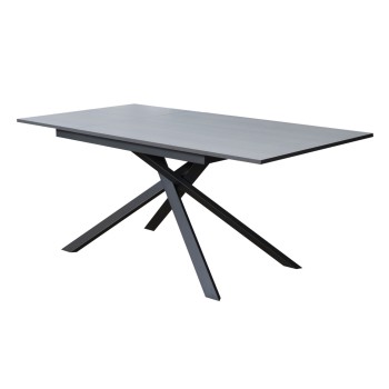 Table Ganty chant assorti - Table extensible 90x120/180 cm Ganty Frêne Blanc - chant assorti avec structure Anthracite