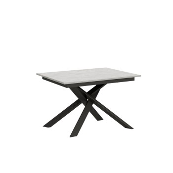 Table Ganty chant assorti - Table extensible 90x120/180 cm Ganty Frêne Blanc - chant assorti avec structure Anthracite