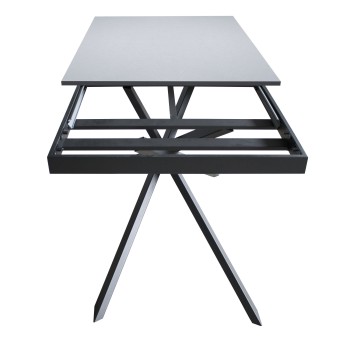 Table Ganty chant assorti - Table extensible 90x120/180 cm Ganty Frêne Blanc - chant assorti avec structure Anthracite