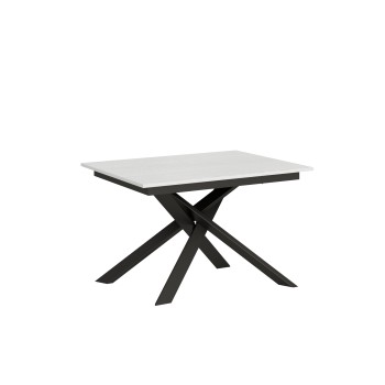 Table Ganty chant assorti - Table extensible 90x120/180 cm Ganty Frêne Blanc - chant assorti avec structure Anthracite