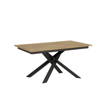 Table Ganty chant assorti - Table extensible 90x160/220 cm Ganty Frêne Blanc - chant assorti avec structure Anthracite