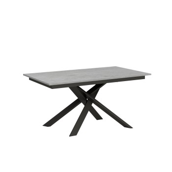 Table Ganty chant assorti - Table extensible 90x160/220 cm Ganty Frêne Blanc - chant assorti avec structure Anthracite