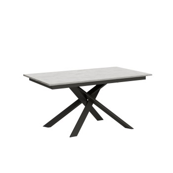 Table Ganty chant assorti - Table extensible 90x160/220 cm Ganty Frêne Blanc - chant assorti avec structure Anthracite